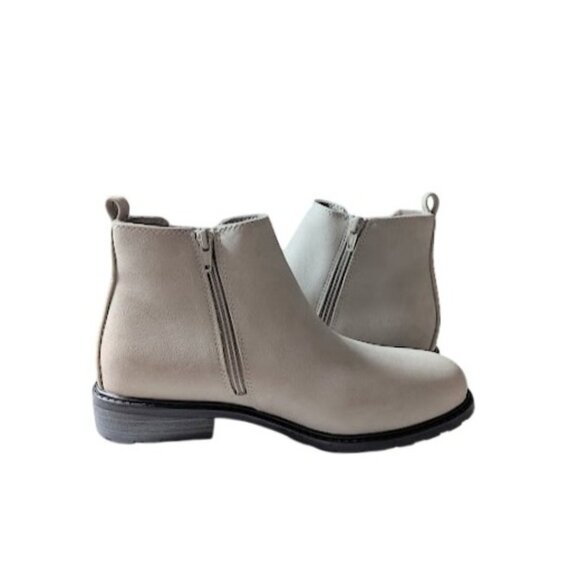 White Mountain Women's Taupe Comfort Stacked Block Heel Chelsea  Bootie Size 8 - Picture 6 of 8